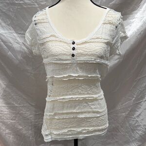 Elegant Lace Button-Detail Blouse